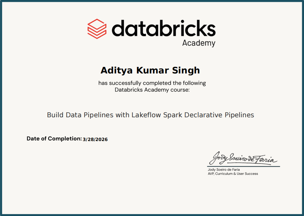 Build Data Pipelines with Lakeflow Spark Declarative Pipelines Certificate